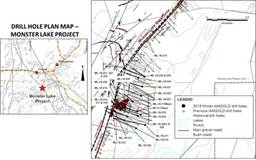 DRILL HOLE PLAN MAP - MONSTER LAKE PROJECT (CNW Group|IAMGOLD Corporation)