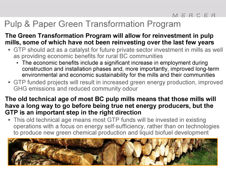 Canadian Pulp Paper Green Transformation Program