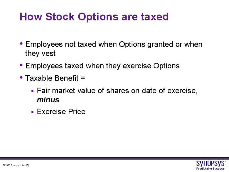 when are employee stock options taxable