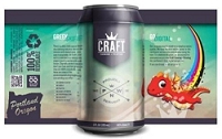 A can of beer with a picture of a dragon

Description automatically generated