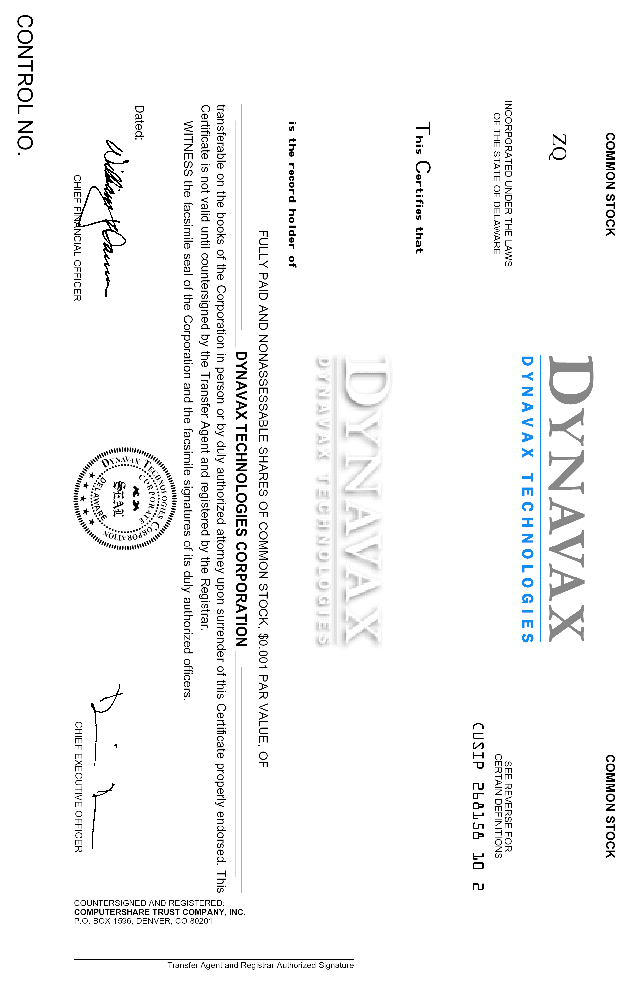 (STOCK CERTIFICATE FRONT)