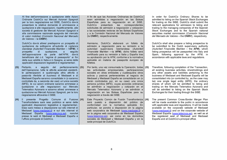 Ex 99 4 2 A19 11735 3ex99d4 Htm Ex 99 4 Exhibit 99 4 Tripartite Common Cross Border Merger Plan Drawn Up By The Boards Of Directors Of 1 Mediaset Investment N V A Public Company Naamloze Vennootschap