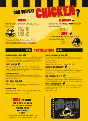 Buffalo Wild Wings Size Chart