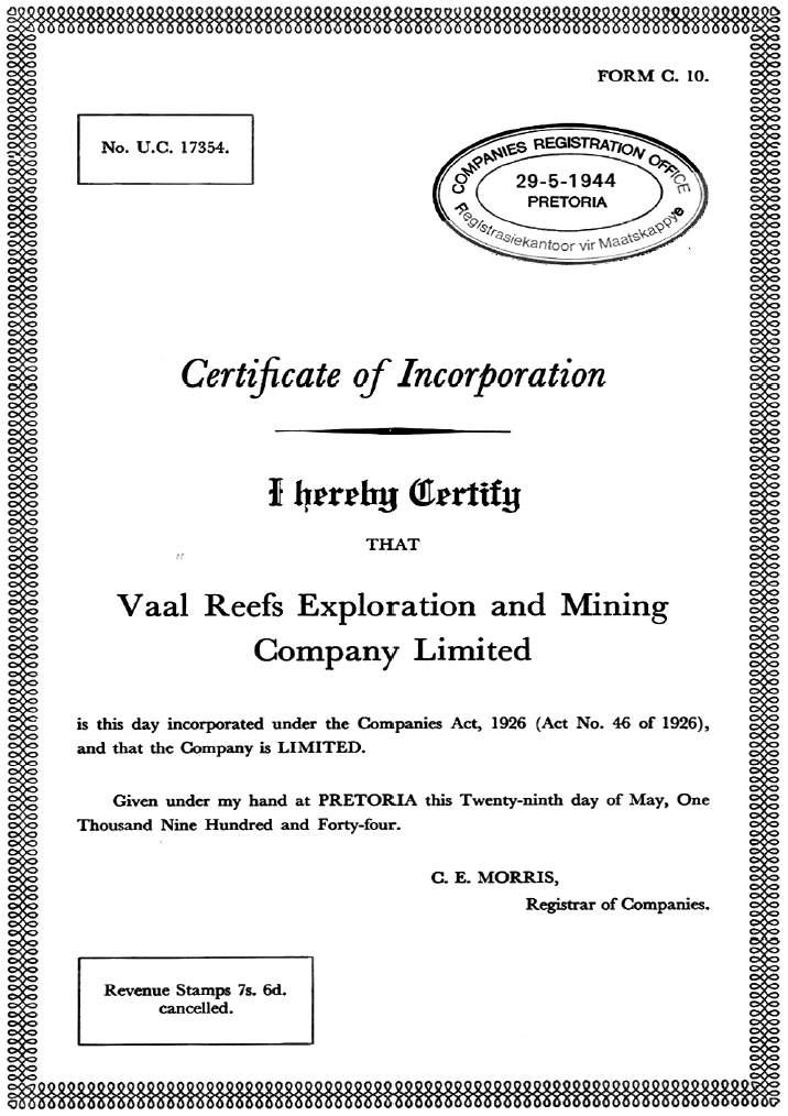 (CERTIFICATE OF INCORPORATION)
