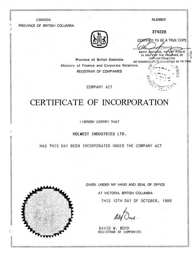 Private certificate