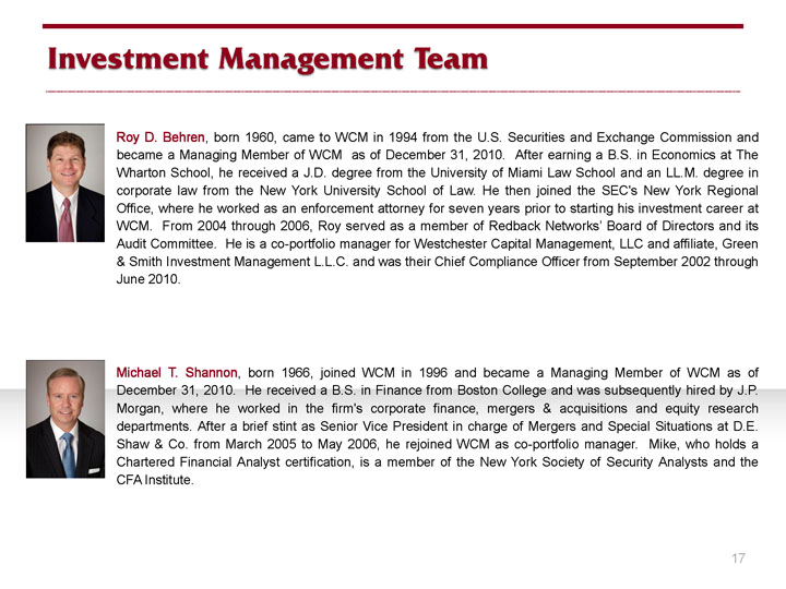 WCM Management Structure