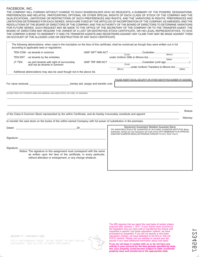 Form of Class A common stock certificate of the registrant, Roblox Corp, Business Contracts