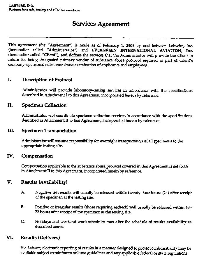 Service Agreement page 1