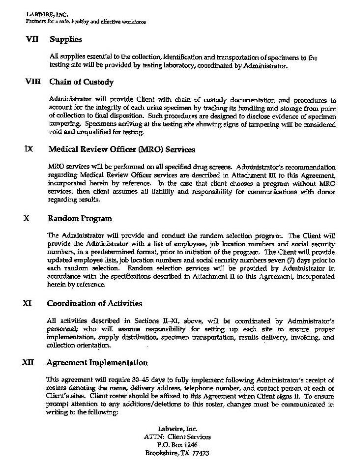 Service Agreement page 2