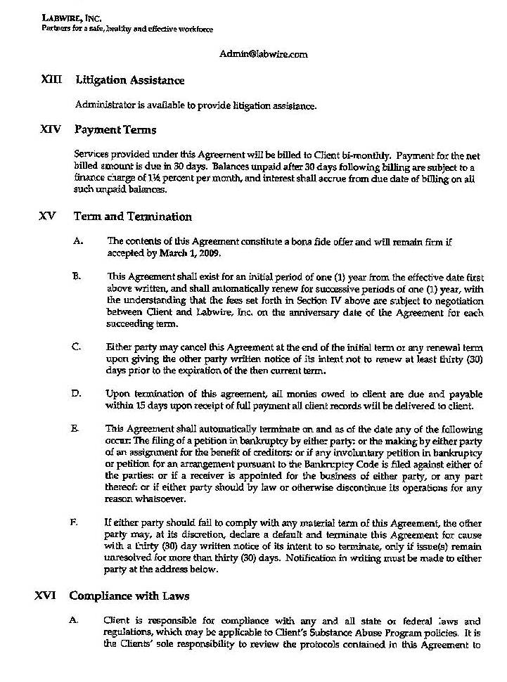Service Agreement page 3