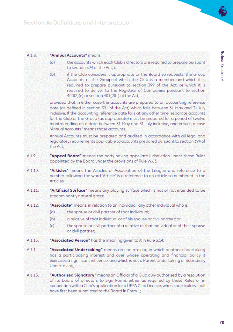 Premier League Handbook, Season 2019/20.