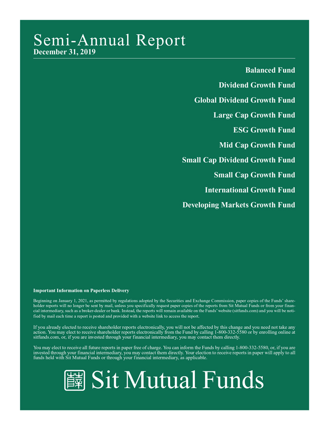 Sit Mid Cap Growth Fund Inc