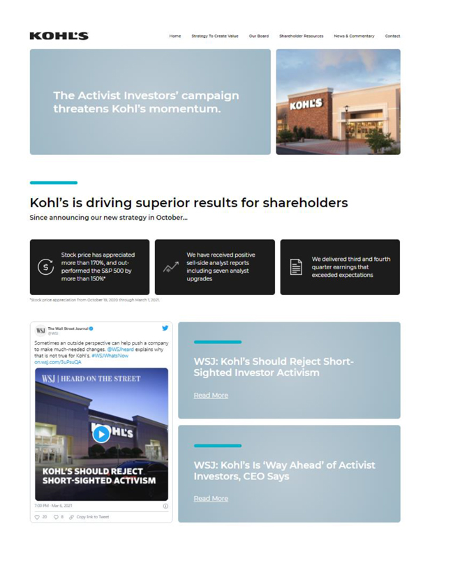 Kohl's Corporate Website Home