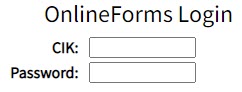 Screenshot of login for Online Forms website