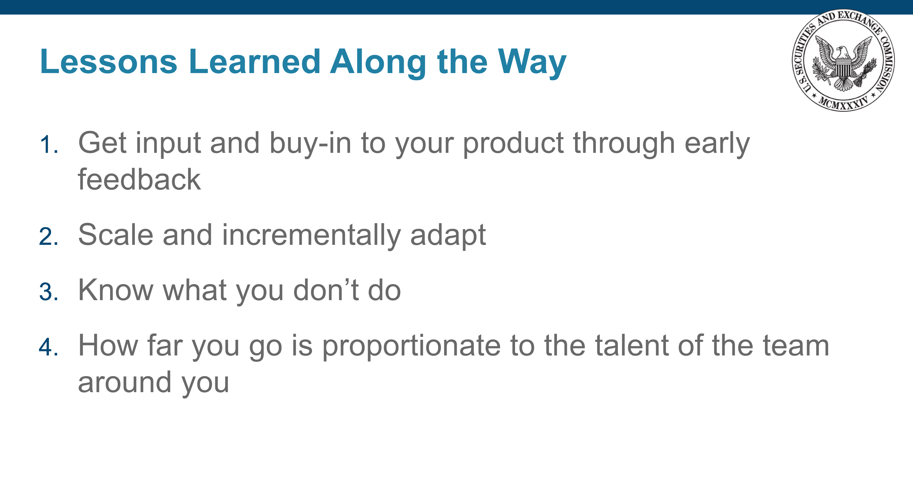 Lesson Learned slide