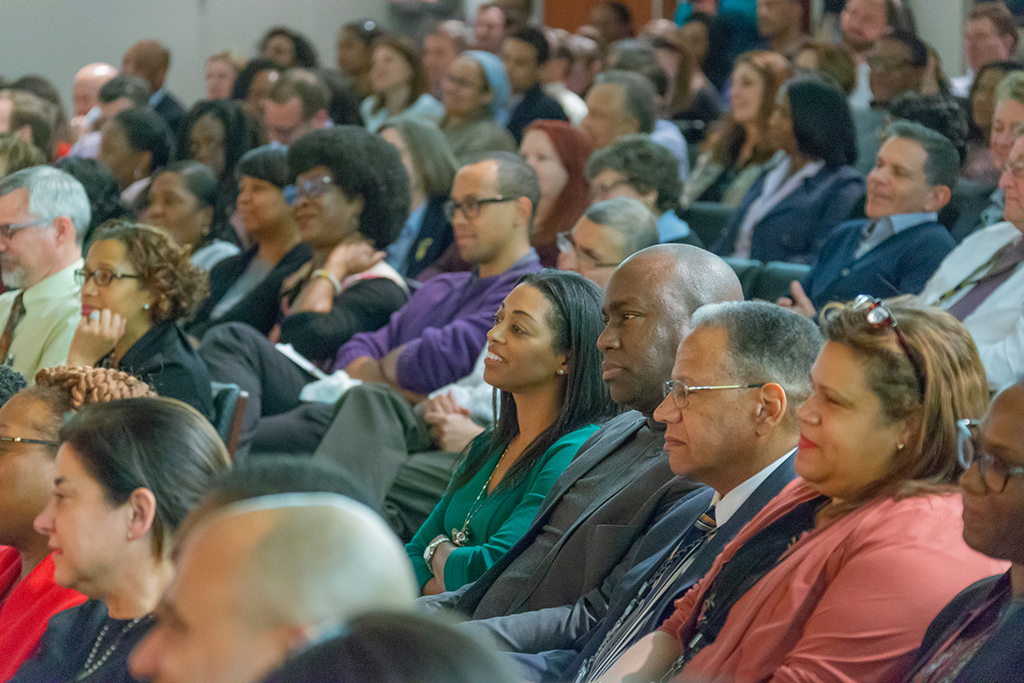 Staff at the SEC’s headquarters in Washington, D.C. watch a presentation by Dr. Henry Louis Gates in honor of African American History Month.