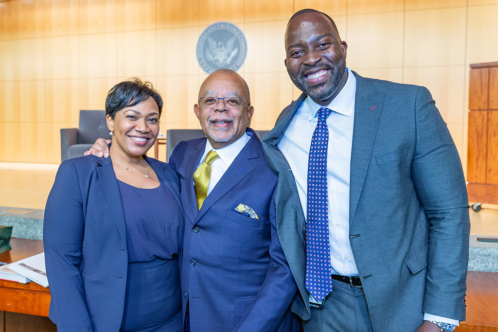 Dr. Henry Louis Gates (center) with Naseem Nixon and Olawale Oriola, Co-Chairs of the SEC’s African American Council.